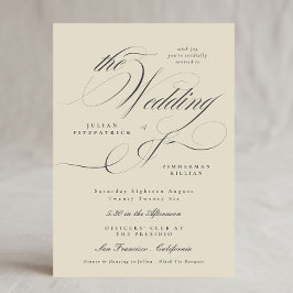 アンパエレガントンサンド・ベージュ炭ザ結婚ーズ 招待状