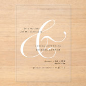 アンパエレガントンパサンドのミニマル結婚式の日付の保存 アクリル招待状 (正面)