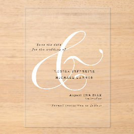 アンパエレガントンパサンドのミニマル結婚式の日付の保存 アクリル招待状