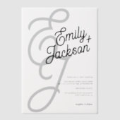 アンパエレガントンモダンイニシャル結婚の ベラム紙招待状 (正面)