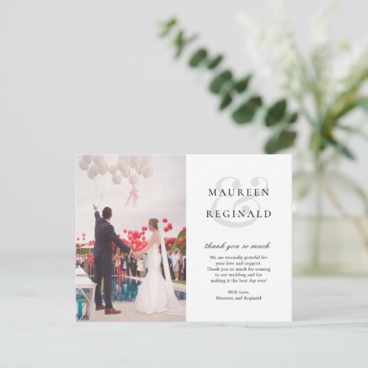 アンパエレガントンモダンスシンプルトの写真結婚の サンキューカード (スタンド正面)