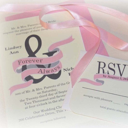 アンパサンドお洒落ピンクリボンバナー 招待状