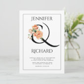 アンパサンドとピンクの芍薬のQR結婚式招待状 招待状 (スタンド正面)