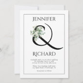 アンパサンドとユーカリの枝とQRコードの結婚式の招待状 招待状 (正面)