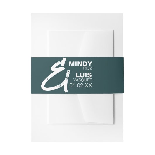 アンパサンドはっきりしたグリーンタイポグラフィ結婚ズ 招待状ベリーバンド (正面例)