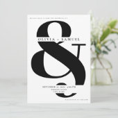 アンパサンドエレガントミニマル白黒結婚ズ 招待状 (スタンド正面)