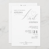 アンパサンドエレガントミニマルScript予算結婚の 招待状 (正面/裏面)