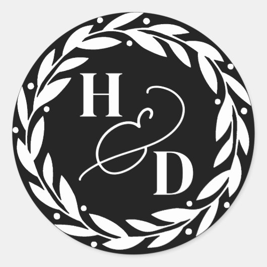 アンパサンドカップルイニシャル結婚リース ラウンドシール (正面)