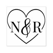 アンパサンドハートキュートシンプル結婚モノグラム セルフインキングスタンプ (デザイン)