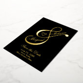 アンパサンドハート黒押された日付を保存 箔招待状 (回転した状態)