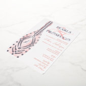 アンパサンドパールズ&プロセッコブライダルシャワーシルバー 箔招待状 (回転した状態)