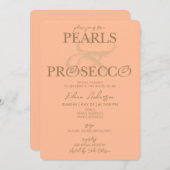 アンパサンドピーチファズパールスプロセッコブライダルシャワー 招待状 (正面/裏面)