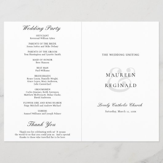 アンパサンドフォーマルカトリック予算結婚式 プログラム チラシ (正面)