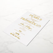 アンパサンドホワイトパール&プロセッコブライダルシャワー 箔招待状 (回転した状態)