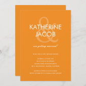 アンパサンドモダンウェディングシャワー招待状オレンジ 招待状 (正面/裏面)