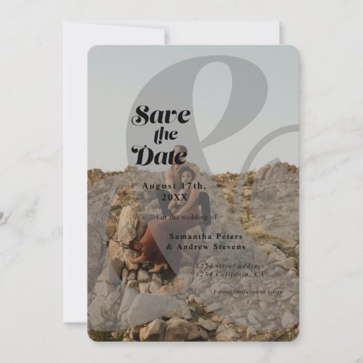 アンパサンドモダンオーバーレイ2枚の写真が日付を保存 セーブザデート (正面)