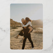 アンパサンドモダンオーバーレイ2枚の写真が日付を保存 箔招待状 (裏面)