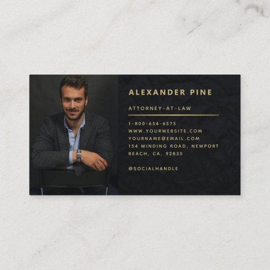 アンパサンドモダンブラック金ゴールドプロフェッショナルフォトバス 名刺 (裏面)