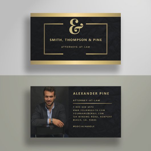 アンパサンドモダンブラック金ゴールドプロフェッショナルフォトバス 名刺