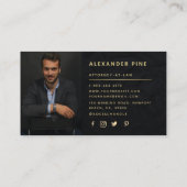 アンパサンドモダンブラック金ゴールドプロフェッショナル写真 名刺 (裏面)