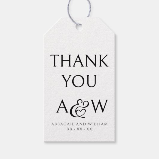 アンパサンドモノグラムブラックアンドホワイト結婚式の引き出物 ギフトタグ (正面)