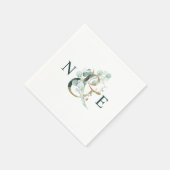 アンパサンドモノグラム金ゴールド結婚グリーン スタンダードカクテルナプキン (角)
