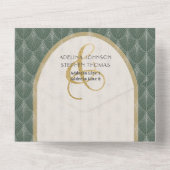 アンパサンドヴィンテージRSVP QRコードアールヌーボー結婚ズ オールインワン招待状 (裏面)