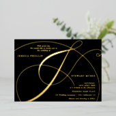 アンパサンド写真の書結婚跡のスクリプト 箔招待状 (立ち正面)