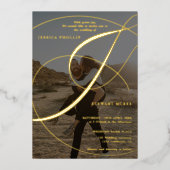 アンパサンド写真の書結婚跡のスクリプト 箔招待状 (正面)