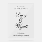 アンパサンド文字の黒と白結婚のサイン アクリルサイン (正面)