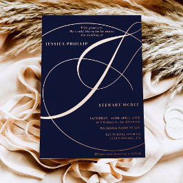 アンパサンド書結婚字のバラ金ゴールド 箔招待状