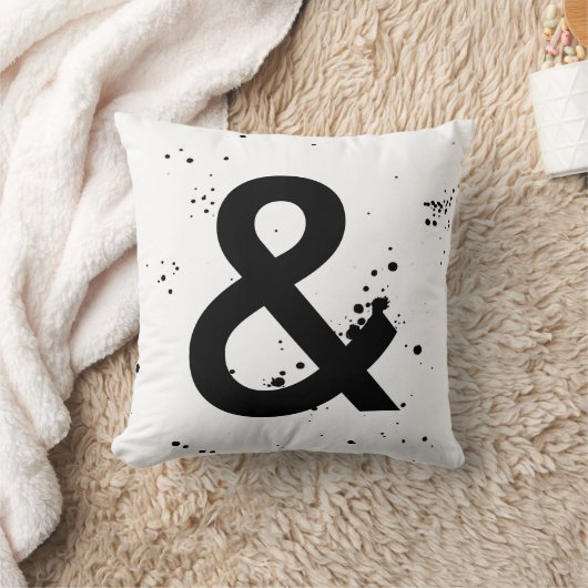 アンパサンド枕黒と白のシックモダンな枕 クッション (ブランケット)