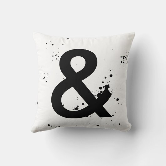 アンパサンド枕黒と白のシックモダンな枕 クッション (裏面)