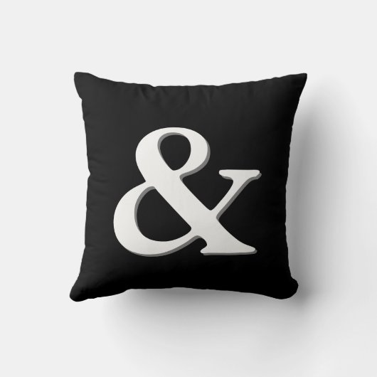 アンパサンド枕黒と白のシックモダンな枕 クッション (裏面)