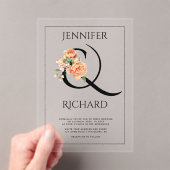 アンパサンド桃の牡丹のフローラ結婚ズ アクリル招待状 (インサイチュ (ポータブル))