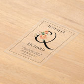 アンパサンド桃の牡丹のフローラ結婚ズ アクリル招待状 (レイダウン)