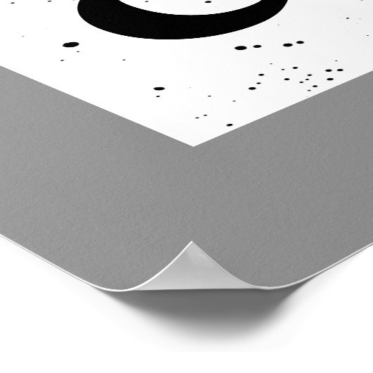 アンパサンド正方形ポスター白黒(ばちゃばちゃ)跳ねる ポスター (角)