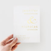 アンパサンド灰色の結婚式の日付の保存金ゴールド 箔招待状