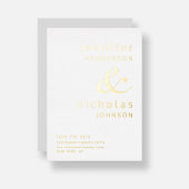 アンパサンド灰色の結婚式の日付の保存金ゴールド 箔招待状