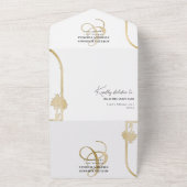 アンパサンド熱帯ビーチパームズツリーRSVP QRコード オールインワン招待状 (外側)