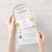 アンパサンド熱帯ビーチパームズツリーRSVP QRコード オールインワン招待状 (貼ってはがせる)