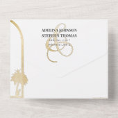 アンパサンド熱帯ビーチパームズツリーRSVP QRコード オールインワン招待状 (裏面)