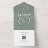 アンパサンド結婚セージ緑の全招待状 オールインワン招待状 (内側)