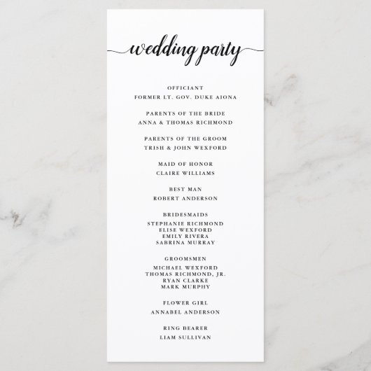 アンパサンド結婚モノグラム式プログラム プログラム (裏面)