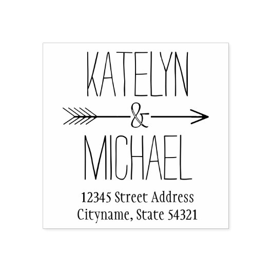 アンパサンド結婚矢印モノグラム差出人住所 ラバースタンプ (インプリント)