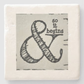 アンパサンド記号と自然石の始まり ストーンコースター (正面)