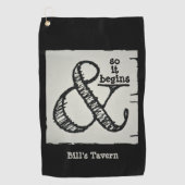 アンパサンド記号と黒いバー ゴルフタオル (正面)