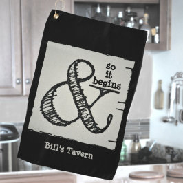 アンパサンド記号と黒いバー ゴルフタオル