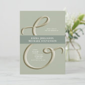 アンパサンド金ゴールドセージグリーン結婚式招待状 招待状 (スタンド正面)