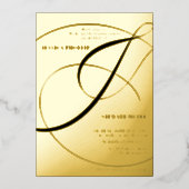 アンパサンド黒書道の結婚金ゴールドのスクリプト 箔招待状 (正面)